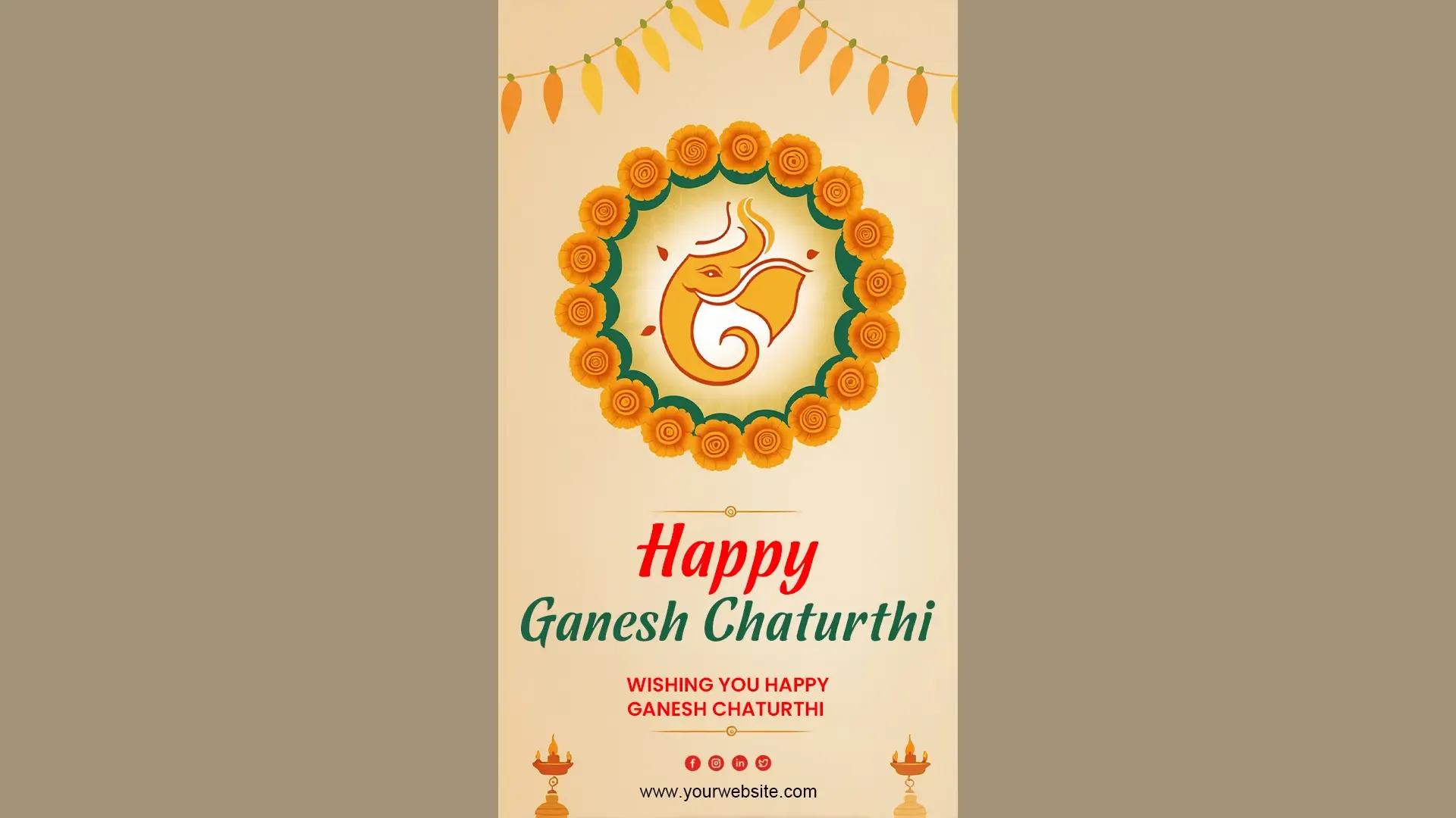 Happy Ganesh Chaturthi Instagram Story with Elegant Floral Frame Design image